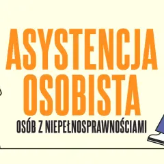 Kurs asystent osoby niepełnosprawnej: ilustracja przedstawia dwie postacie, jedna stoi, druga siedzi na wózku inwalidzkim.